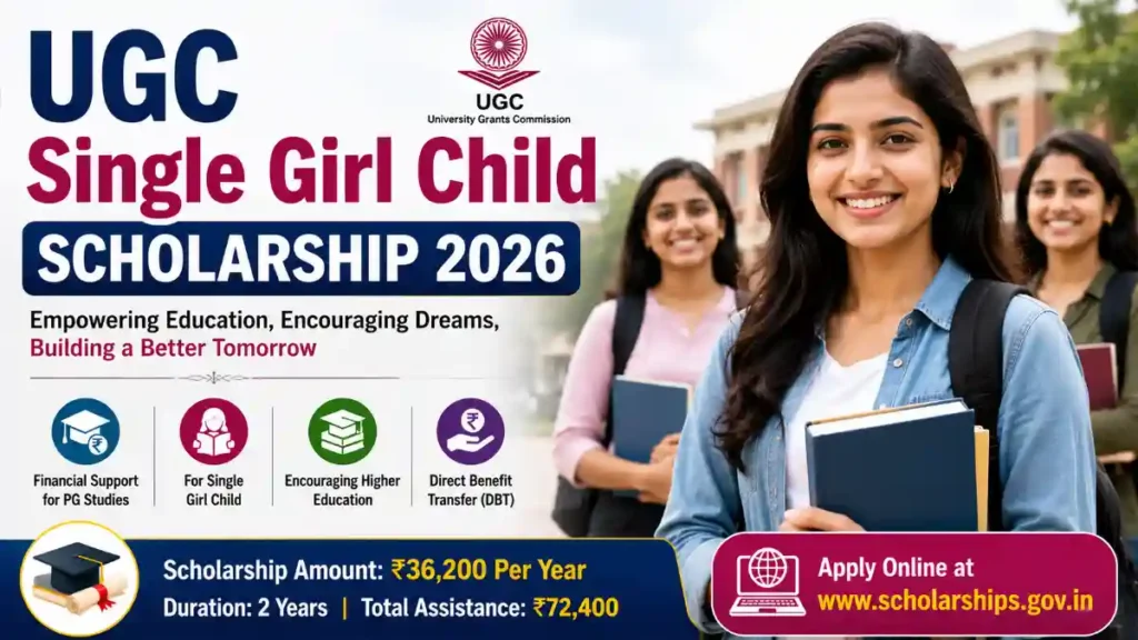 UGC Single Girl Child Scholarship 2026: ₹72,400 स्कॉलरशिप के लिए आवेदन शुरू